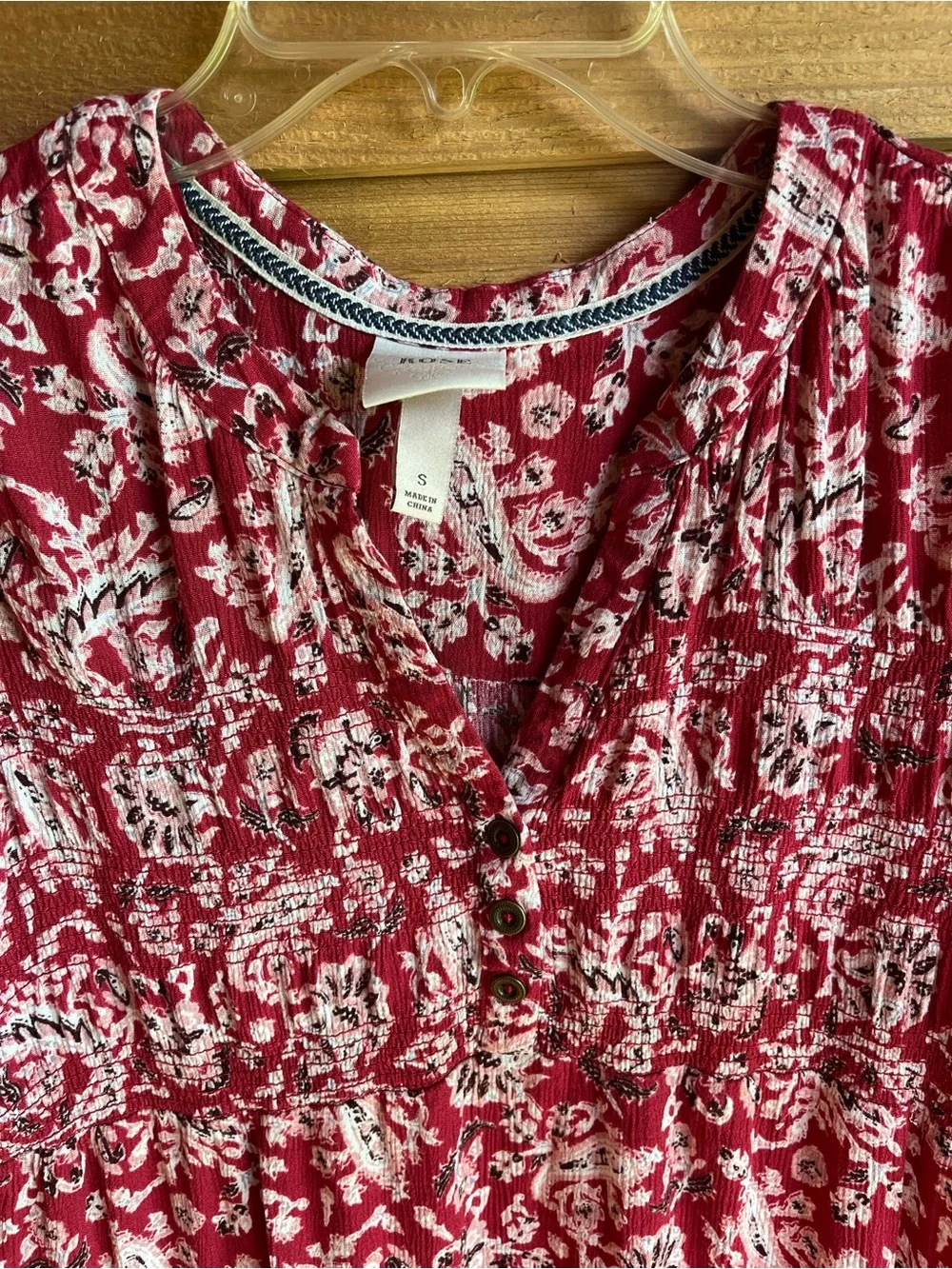 KNOX ROSE - Boho Red Floral Midi Dress Lightweight Summer Dress - Picture 3 of 11